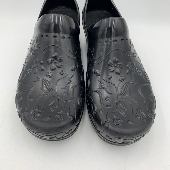 Dansko Pixie Black Floral Embossed Clogs Rubber EVA Slip Resist US 11.5-12 EU 42 - Picture 4 of 12